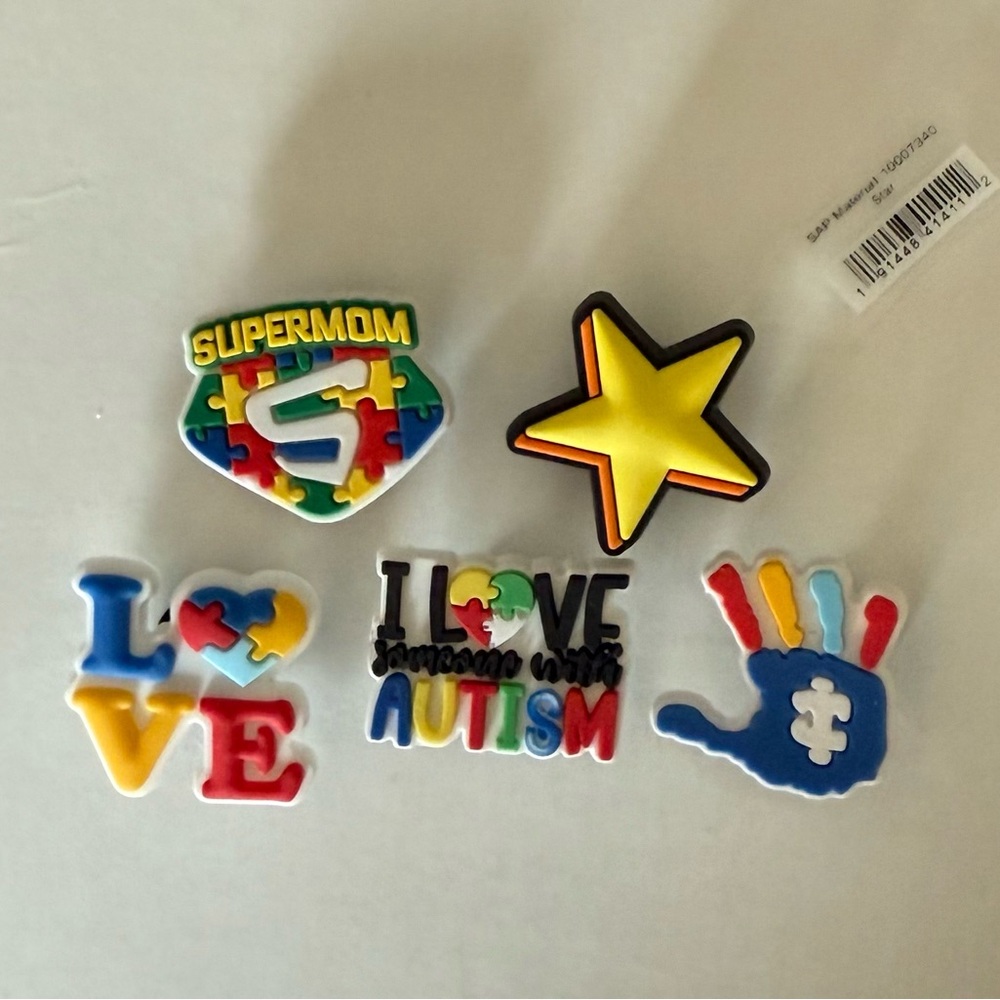 AUTISM Croc Shoe Charms (Set of 5 Pieces) NEW